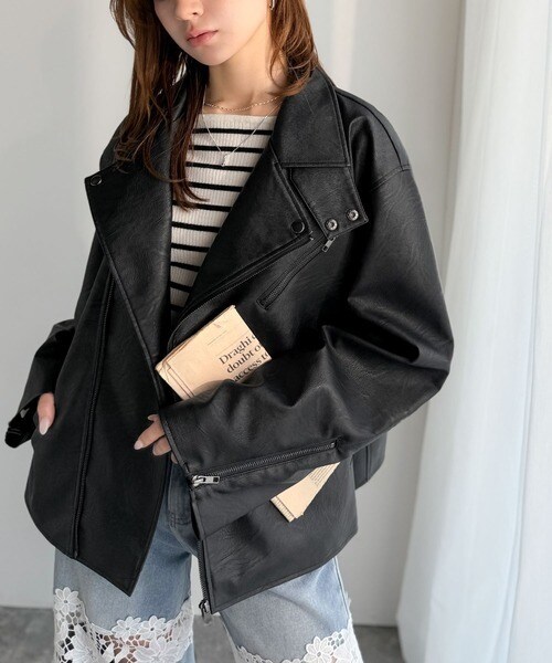 クラシカルエルフ（Classical Elf）/秋冬新作《JaVaジャバコラボ》甘さ控えめ、無敵の女っぽさ。フェイクレザーダブルライダースジャケ…