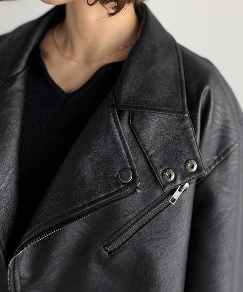 クラシカルエルフ（Classical Elf）/秋冬新作《JaVaジャバコラボ》甘さ控えめ、無敵の女っぽさ。フェイクレザーダブルライダースジャケ…