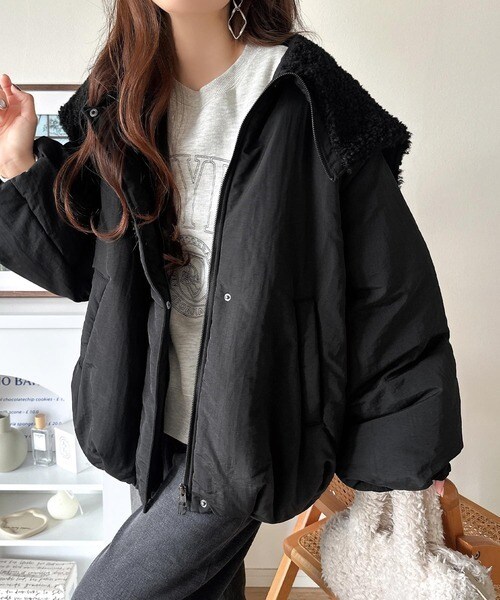 クラシカルエルフ（Classical Elf）/25AW新作《JaVaコラボ》セーラー風カラーがあざとい。中綿バルーンシルエットブルゾン（長袖）