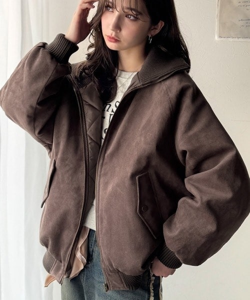 クラシカルエルフ（Classical Elf）/《JaVaジャバコラボ》甘辛バランスで“大人可愛い”リブタートル オーバーサイズスウェードブルゾン