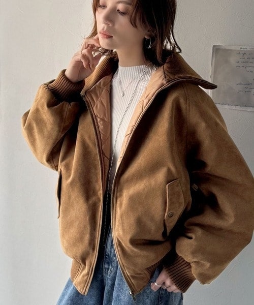 クラシカルエルフ（Classical Elf）/《JaVaジャバコラボ》甘辛バランスで“大人可愛い”リブタートル オーバーサイズスウェードブルゾン