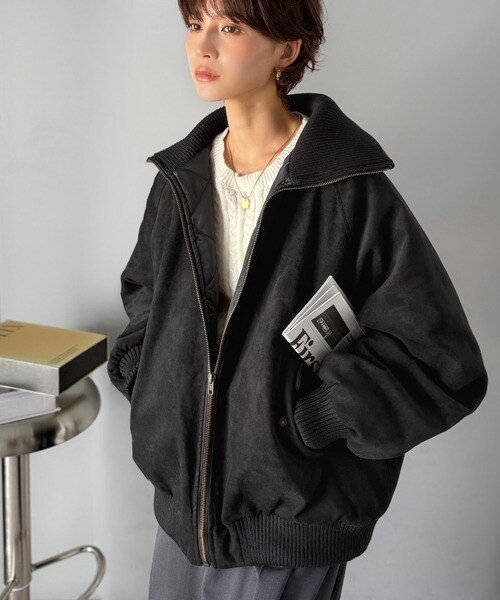 クラシカルエルフ（Classical Elf）/《JaVaジャバコラボ》甘辛バランスで“大人可愛い”リブタートル オーバーサイズスウェードブルゾン