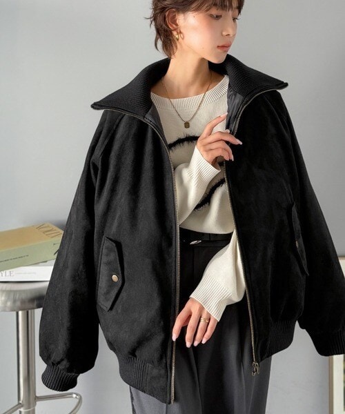 クラシカルエルフ（Classical Elf）/《JaVaジャバコラボ》甘辛バランスで“大人可愛い”リブタートル オーバーサイズスウェードブルゾン