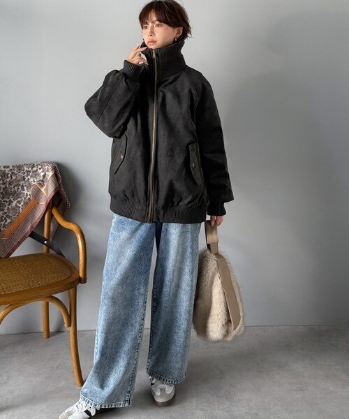 クラシカルエルフ（Classical Elf）/《JaVaジャバコラボ》甘辛バランスで“大人可愛い”リブタートル オーバーサイズスウェードブルゾン