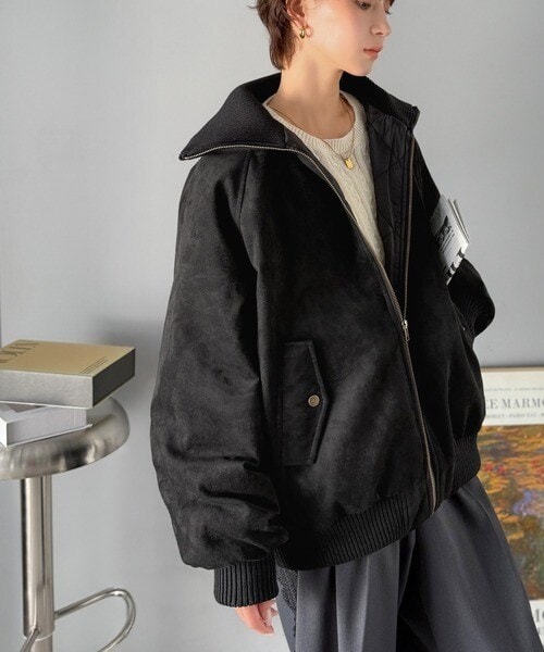 クラシカルエルフ（Classical Elf）/《JaVaジャバコラボ》甘辛バランスで“大人可愛い”リブタートル オーバーサイズスウェードブルゾン