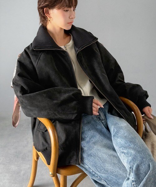 クラシカルエルフ（Classical Elf）/《JaVaジャバコラボ》甘辛バランスで“大人可愛い”リブタートル オーバーサイズスウェードブルゾン