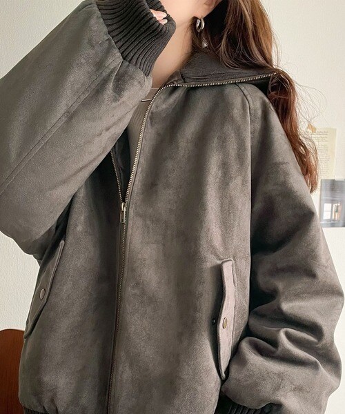 クラシカルエルフ（Classical Elf）/《JaVaジャバコラボ》甘辛バランスで“大人可愛い”リブタートル オーバーサイズスウェードブルゾン