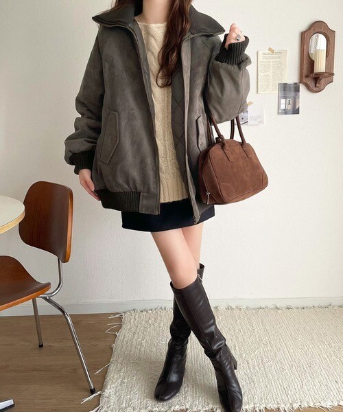 クラシカルエルフ（Classical Elf）/《JaVaジャバコラボ》甘辛バランスで“大人可愛い”リブタートル オーバーサイズスウェードブルゾン