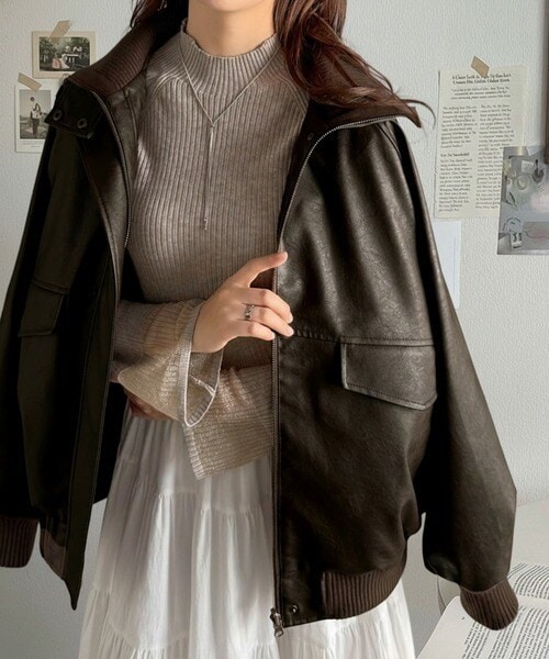 クラシカルエルフ（Classical Elf）/《JaVa ジャバコラボ》さっと羽織って。レイヤード衿比翼デザインヴィンテージ調レザージャケット