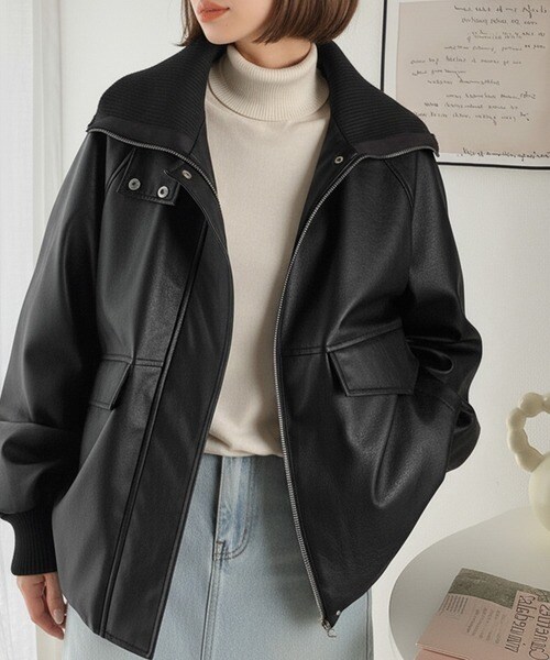 クラシカルエルフ（Classical Elf）/《JaVa ジャバコラボ》さっと羽織って。レイヤード衿比翼デザインヴィンテージ調レザージャケット