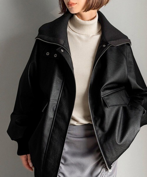 クラシカルエルフ（Classical Elf）/《JaVa ジャバコラボ》さっと羽織って。レイヤード衿比翼デザインヴィンテージ調レザージャケット