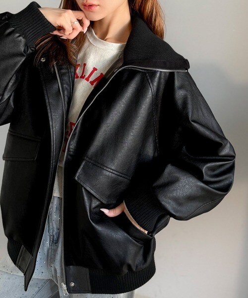 クラシカルエルフ（Classical Elf）/《JaVa ジャバコラボ》さっと羽織って。レイヤード衿比翼デザインヴィンテージ調レザージャケット