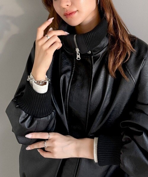 クラシカルエルフ（Classical Elf）/《JaVa ジャバコラボ》さっと羽織って。レイヤード衿比翼デザインヴィンテージ調レザージャケット