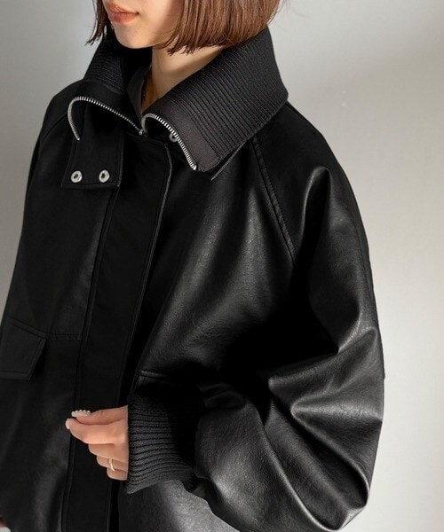 クラシカルエルフ（Classical Elf）/《JaVa ジャバコラボ》さっと羽織って。レイヤード衿比翼デザインヴィンテージ調レザージャケット