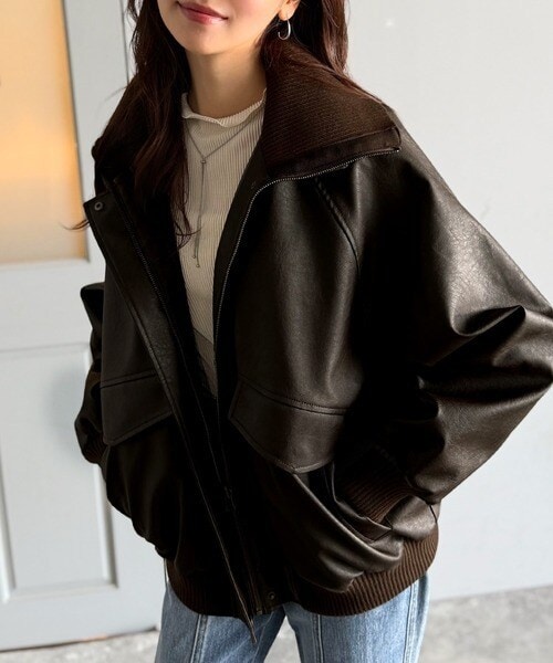 クラシカルエルフ（Classical Elf）/《JaVa ジャバコラボ》さっと羽織って。レイヤード衿比翼デザインヴィンテージ調レザージャケット