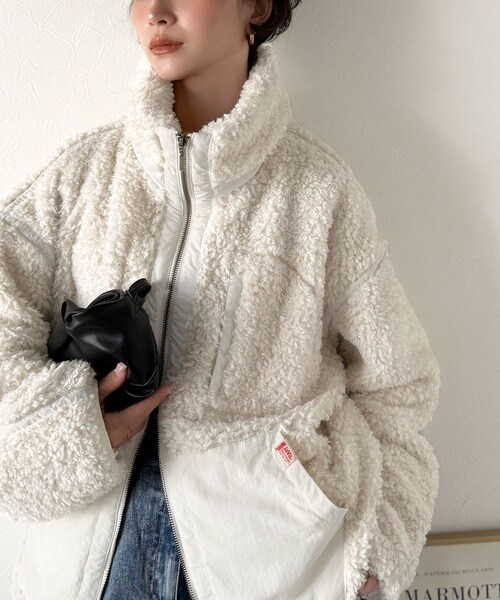 クラシカルエルフ（Classical Elf）/《JaVaジャバコラボ》ぬくぬく愛らしい◎プードルボア×ナイロン異素材切替フライトジャケット