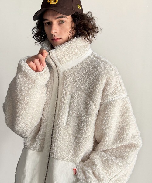 クラシカルエルフ（Classical Elf）/《JaVaジャバコラボ》ぬくぬく愛らしい◎プードルボア×ナイロン異素材切替フライトジャケット