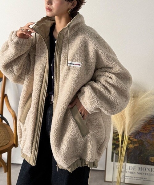 【NEW】クラシカルエルフ（Classical Elf）/《JaVaジャバコラボ》冷え知らず＆洒落見えアウター。あったかボア異素材切り替えブルゾン