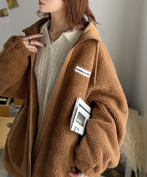 【NEW】クラシカルエルフ（Classical Elf）/《JaVaジャバコラボ》冷え知らず＆洒落見えアウター。あったかボア異素材切り替えブルゾン