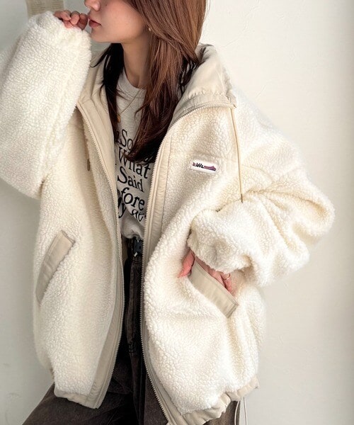 【NEW】クラシカルエルフ（Classical Elf）/《JaVaジャバコラボ》冷え知らず＆洒落見えアウター。あったかボア異素材切り替えブルゾン