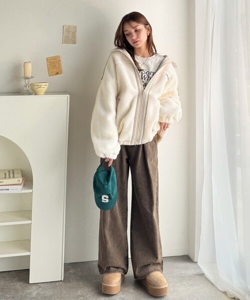 【NEW】クラシカルエルフ（Classical Elf）/《JaVaジャバコラボ》冷え知らず＆洒落見えアウター。あったかボア異素材切り替えブルゾン