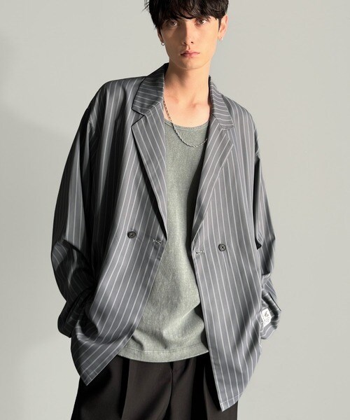 クラシカルエルフ（Classical Elf）/【Classical Origin】「さっと羽織れる」ストライプ柄ドレープテーラードシャツジャケット