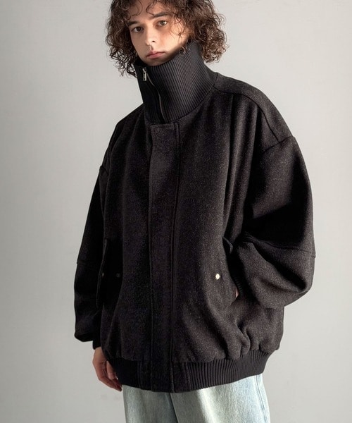 クラシカルエルフ（Classical Elf）/《JaVaジャバコラボ》 存在感のある一着。襟リブニットメルトン比翼ブルゾン オーバーサイズ
