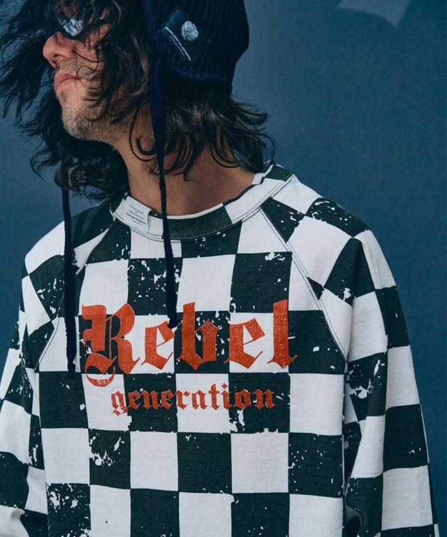 スタイライズ（STYLISE）/CHECKERED FLAG RAGLAN SWEAT / ブラック