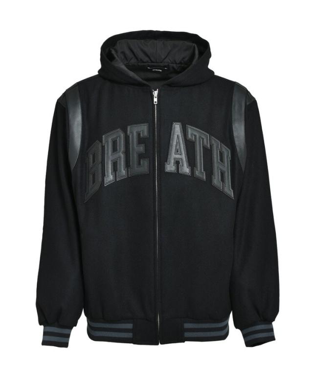 スタイライズ（STYLISE）/【BREATH】ARCH LOGO HOODED VERSITY JACKET ブラック×ブラック
