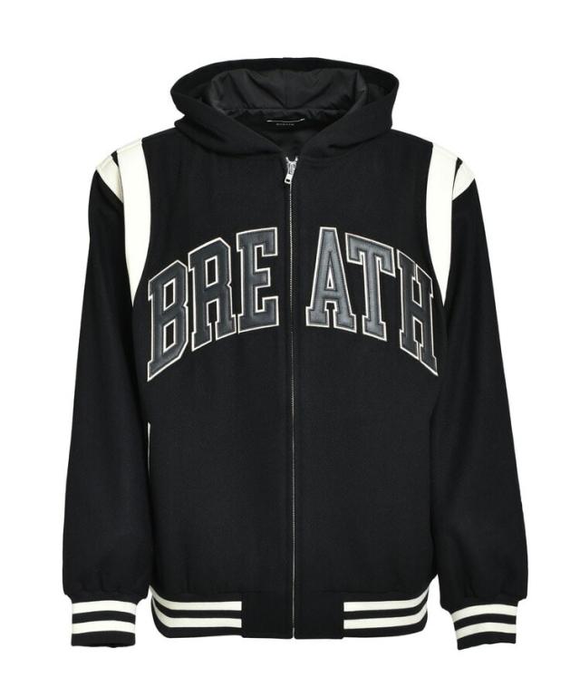 スタイライズ（STYLISE）/ARCH LOGO HOODED VERSITY JACKET / ブラック×ホワイト [BR25A