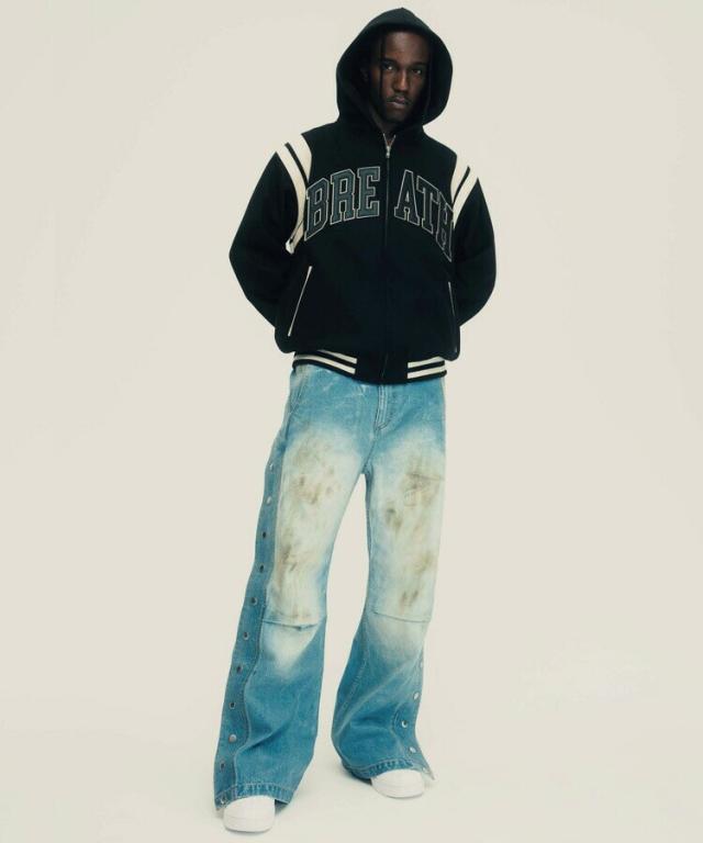 スタイライズ（STYLISE）/ARCH LOGO HOODED VERSITY JACKET / ブラック×ホワイト [BR25A_3