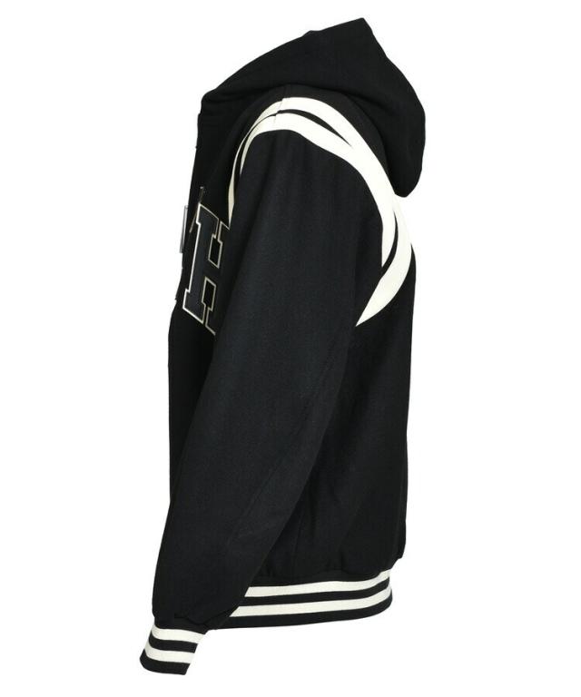 スタイライズ（STYLISE）/ARCH LOGO HOODED VERSITY JACKET / ブラック×ホワイト [BR25A_5
