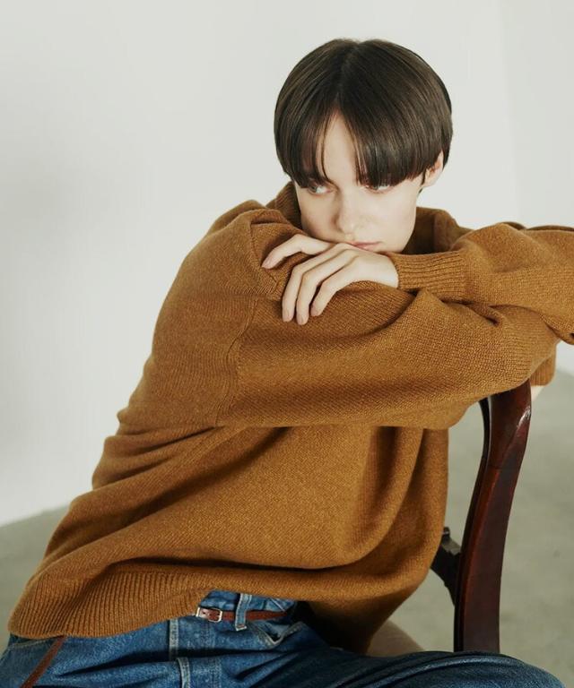 スタイライズ（STYLISE）/5G LAMS WOOL CREW KNIT / キャメル [ALV−90150]_1