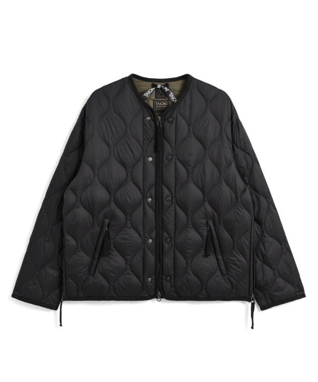 タイオン（TAION）/ミリタリー M65 ライナーWジップ ショートダウンジャケット−ソフトシェル / ブラック [TAI