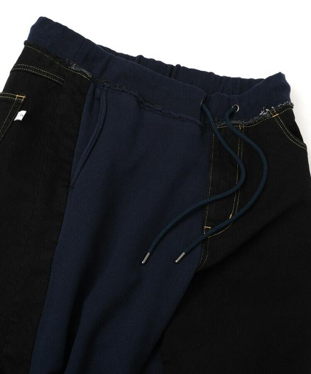 【NEW】スタイライズ（STYLISE）/DENIM MERGING SWEAT PANTS / ブラック×ネイビー [MYK−PT−08]｜詳細画像
