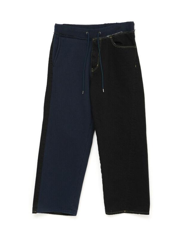 【NEW】スタイライズ（STYLISE）/DENIM MERGING SWEAT PANTS / ブラック×ネイビー [MYK−PT−08]｜詳細画像
