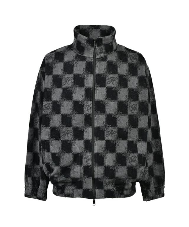 スタイライズ（STYLISE）/BLOCK CHECK PILE JACKET / ブラック [BR26SS−O0007]