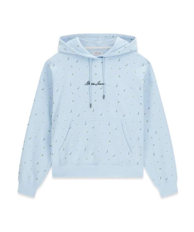 【NEW】ゲス（GUESS）/GUESS JEANS OVER HOOD PRINTED SWEATSHIRT / ライトブルー