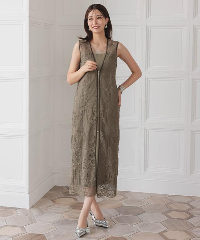 アンドレスド（ANDRESD）/【ANDRESD】chemical lace zipper dressの