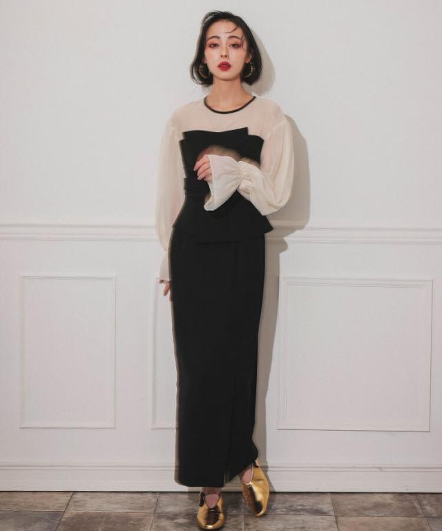 アンドレスド（ANDRESD）/【ANDRESD】draped bustier dress