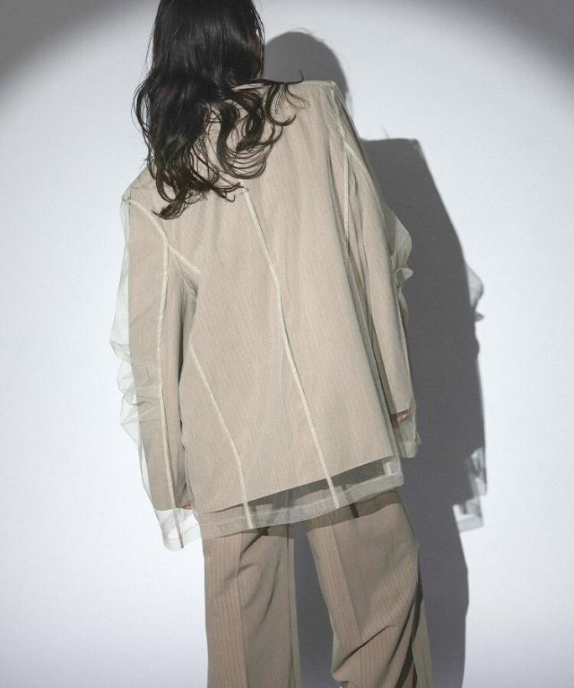 ジャケット・アウター ANDRESD stripe layered tulle jacket stripe layered tulle jacket | ANDRESD