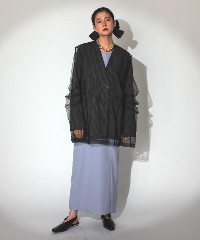 アンドレスド（ANDRESD）/【ANDRESD】stripe layered tulle jacket