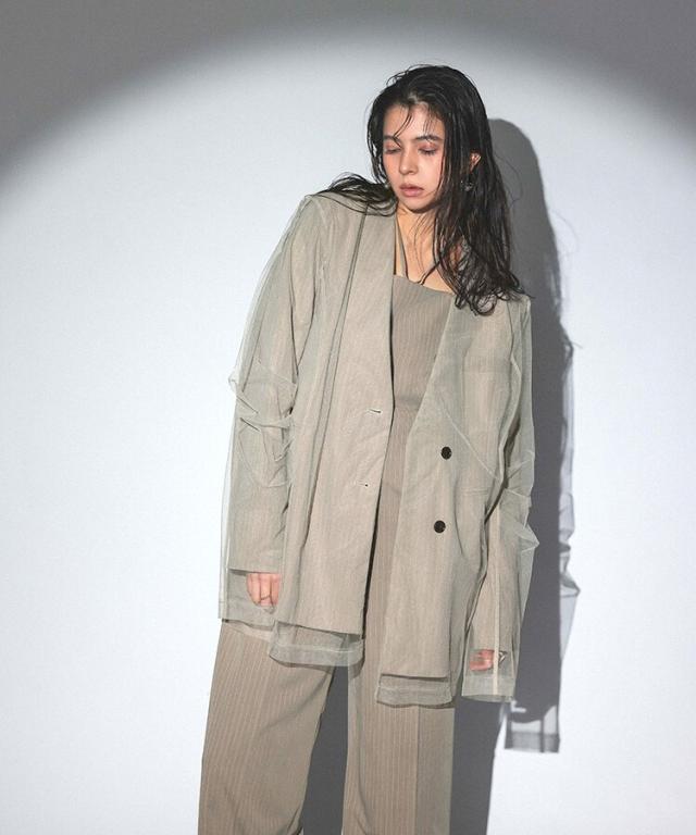 andresd stripe layered tulle jacket グレー アンドレスド（ANDRESD）/【ANDRESD】stripe layered tulle jacket