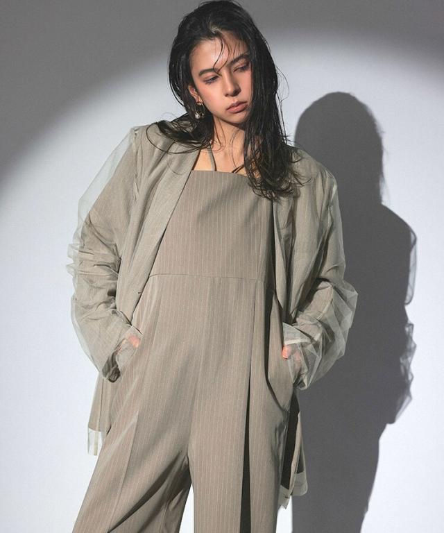 アンドレスド（ANDRESD）/【ANDRESD】stripe layered tulle jacket