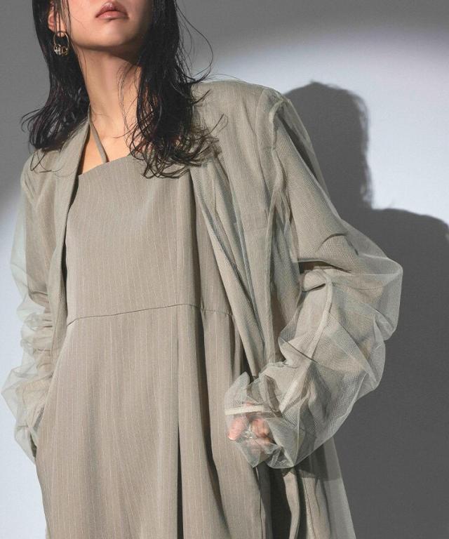 ANDRESD】stripe layered tulle jacket／アンドレスド（ANDRESD