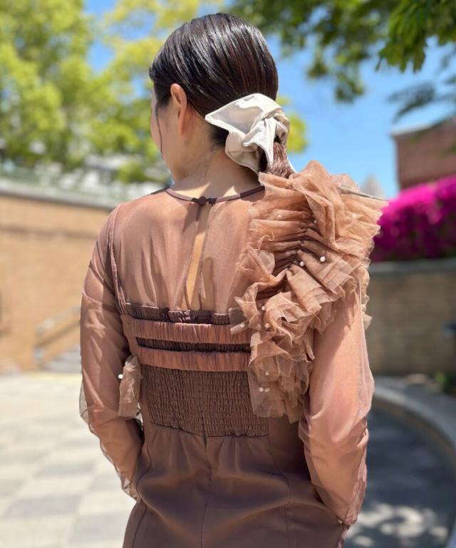 andresd pearl bustier dress ブラウン L アンドレスド（ANDRESD）/【ANDRESD】pearl bustier dress