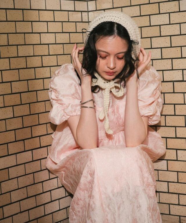 アンドレスドbubble sleeve jacquard dress ANDRESD】bubble sleeve jacquard dress／アンドレスド（ANDRESD