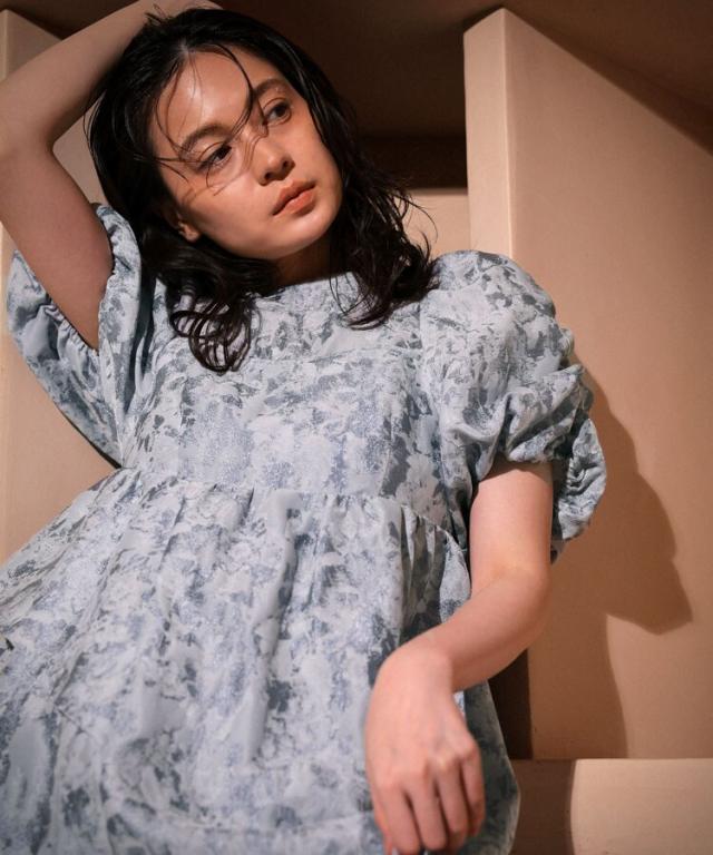 アンドレスド（ANDRESD）/【ANDRESD】bubble sleeve jacquard dress