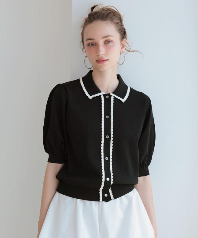 ドノバン（DONOBAN）/【Donoban】スカラップポロカーディガン