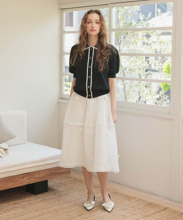 ドノバン（DONOBAN）/【Donoban】スカラップポロカーディガン